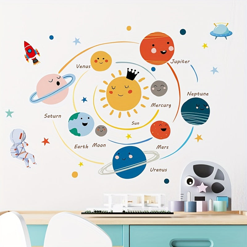 Solar System Cartoon Stickers Waterproof Vinyl Wall Decoration