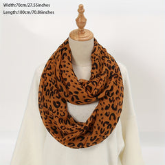 Leopard Print Neck Scarf Chiffon Neckerchief Women Windproof Warm Wrap