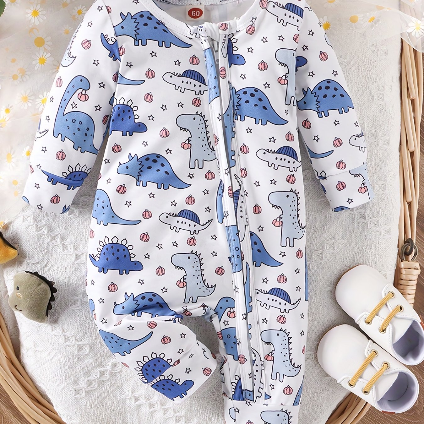 Cute Cartoon Print Long Sleeve Baby Bodysuit