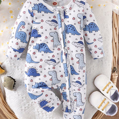 Cute Cartoon Print Long Sleeve Baby Bodysuit