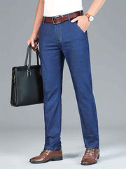Men's Business Casual Stretch Denim Pants with Pockets
