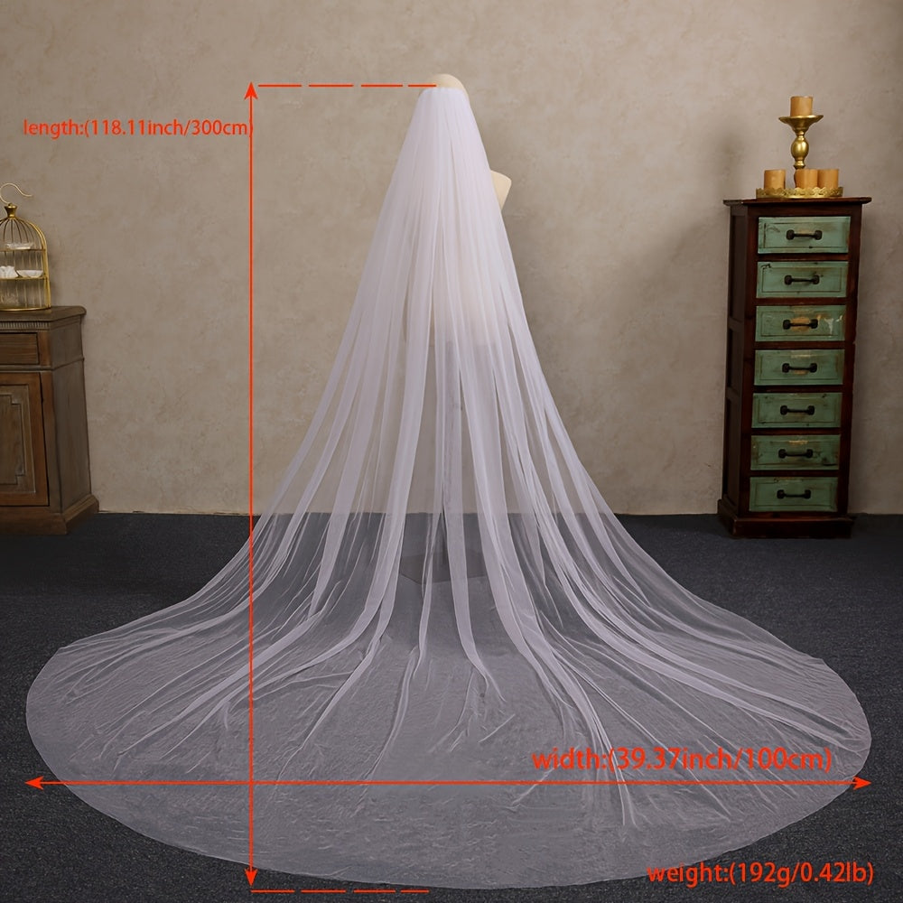 Cathedral Length Bridal Veil Soft Nylon Wedding Accessory