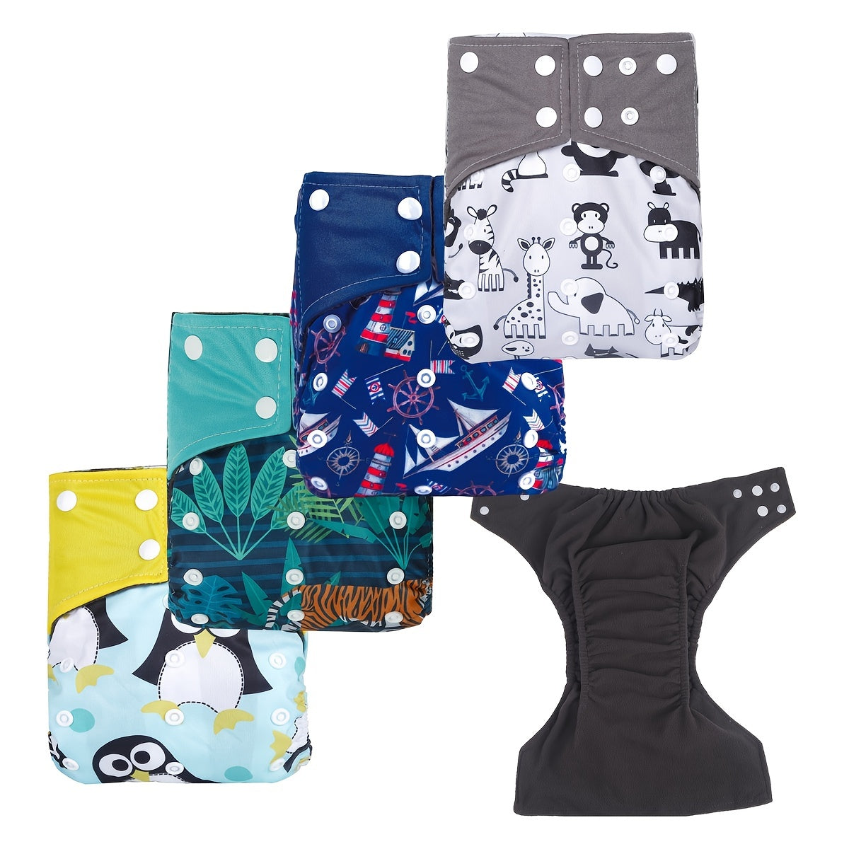 Bamboo Charcoal Baby Boy Cloth Diapers Reusable Animal Print