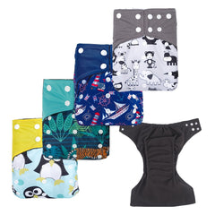 Bamboo Charcoal Baby Boy Cloth Diapers Reusable Animal Print
