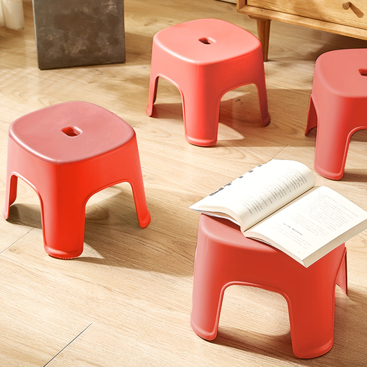 3pcs Stackable Small Stool Light Weight Kitchen Bath Office Anti Slip