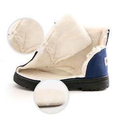 Women's Fleece Ankle Snow Boots Thermal Lace Up Flat Shoes