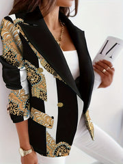 Colorblock Graphic Print Boho Blazer