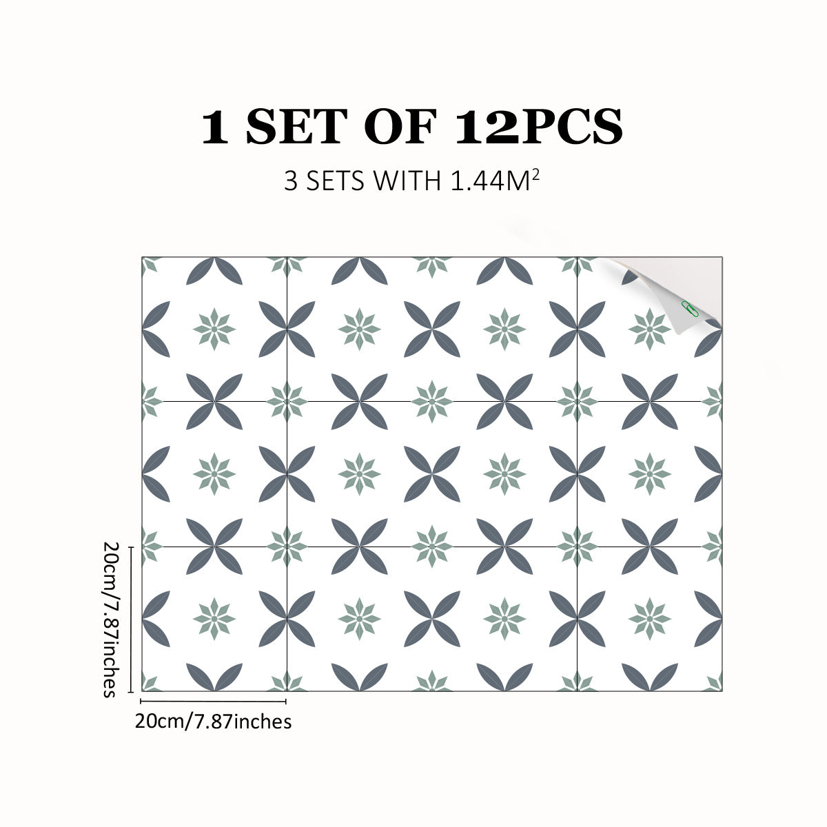 Boho Floor Stickers Waterproof Self-adhesive Tile Stickers 12pcs