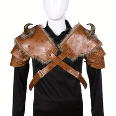 Vintage Brown Viking Shoulder Armor Halloween Cosplay Props