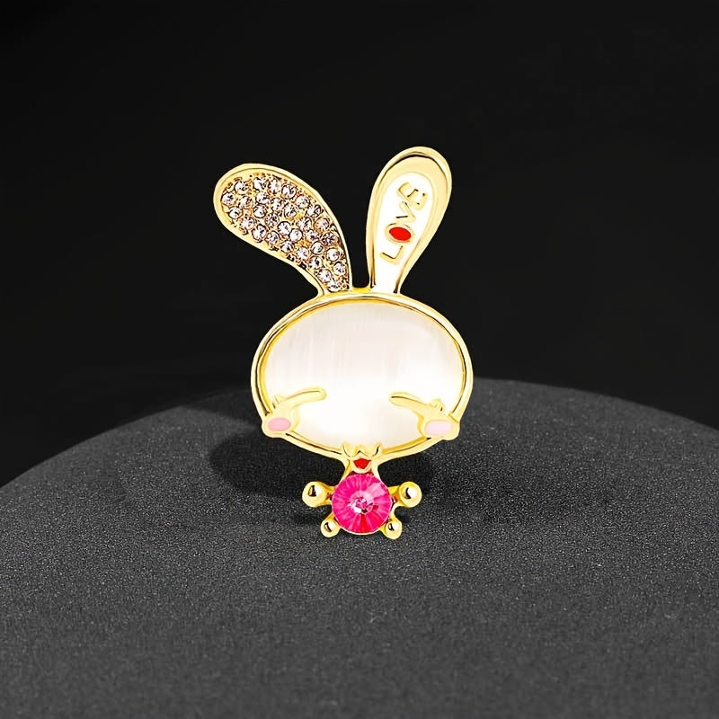 Rhinestone Rabbit Metal Pin Decorative Clothes Holiday Gift