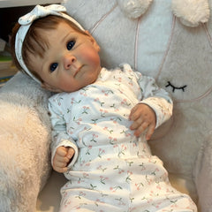 Realistic Vinyl Open Eye Bettie Doll Full Body with Implanted Hair Floral Outfit