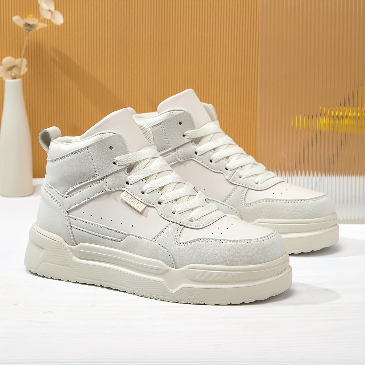 Women's Faux Leather Chunky Sneakers Casual Wear Resistance Non Slip Shoes