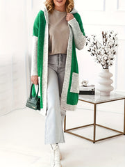 Colorblock Letter & Star Print Hooded Cardigan