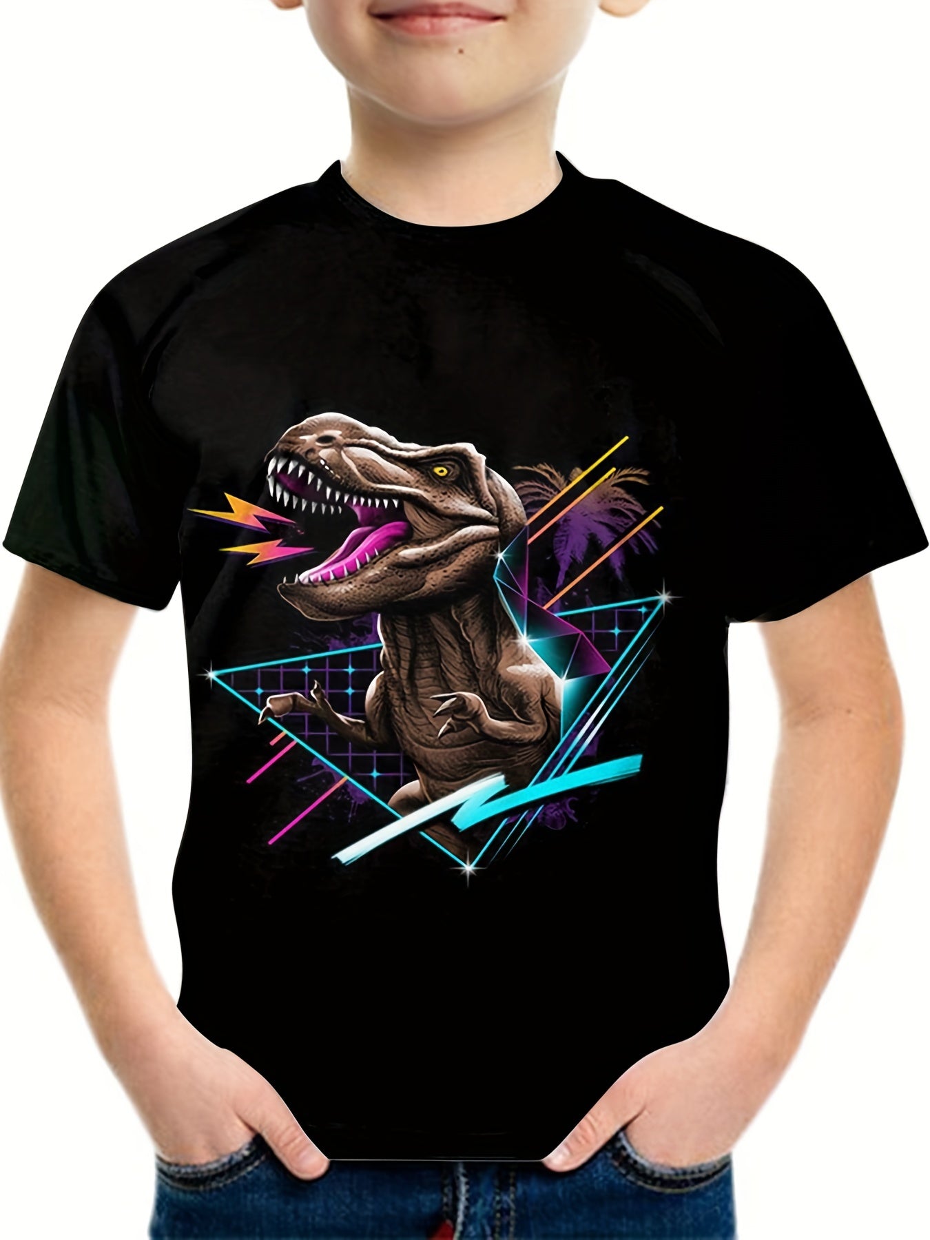 Boy's Cartoon Dinosaur T-shirt 3D Print Casual Breathable Tee