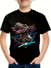 Boy's Cartoon Dinosaur T-shirt 3D Print Casual Breathable Tee