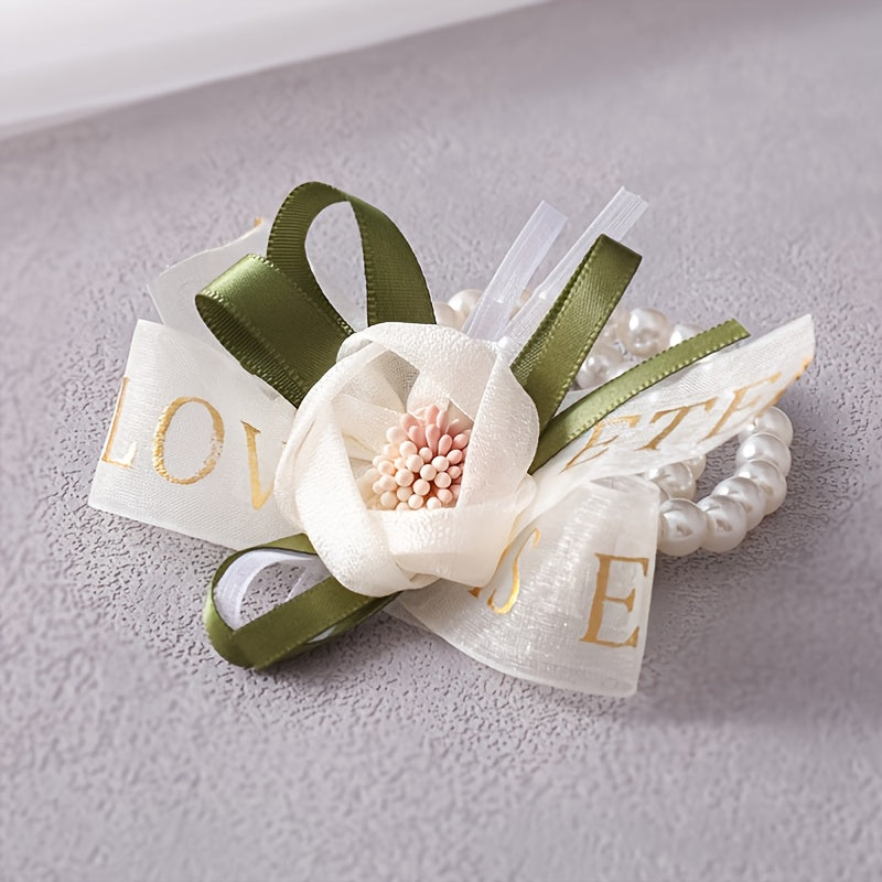 Wedding Wrist Wreath Bracelet Tulle Flower Hand Wreath Bridesmaid Bridal