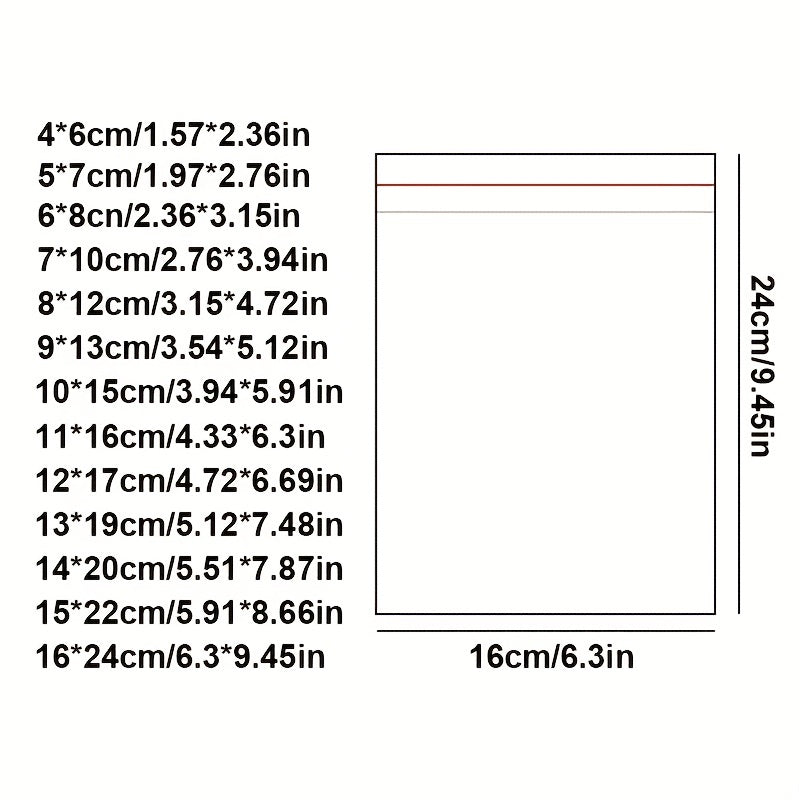 50pcs Ziplock Bags Transparent PE Plastic Red Edges Food Tea Fruit Vegeta