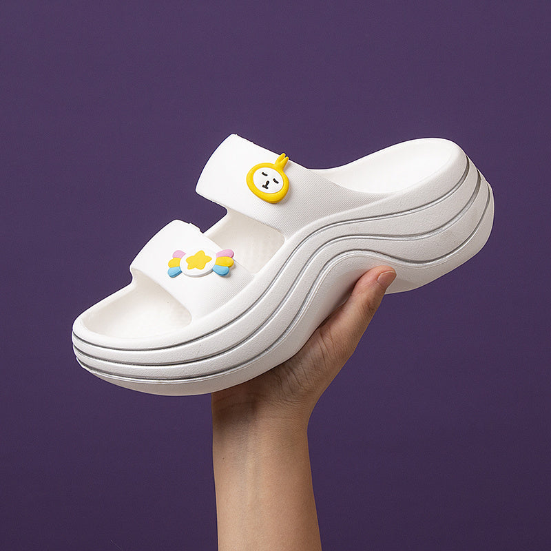 Women's Double Strap Pillow Slippers Decor Non slip Beach Sandals