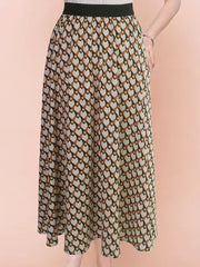 Geometric Print High Waist Skirt - Women's Casual Skirt