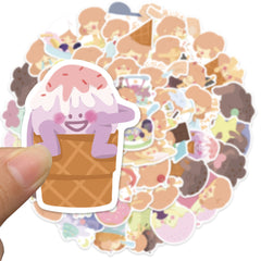 50pcs Cartoon Ice Cream Graffiti Waterproof Stickers