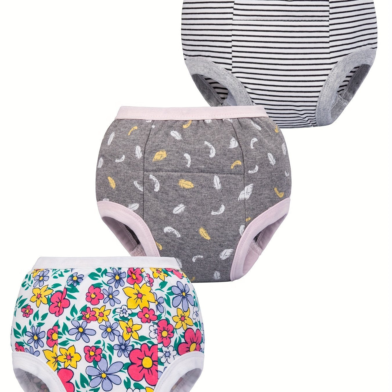 3pcs Kids Potty Training Pants, Diaper Shorts for 2-4 Years, Breathable Cotton