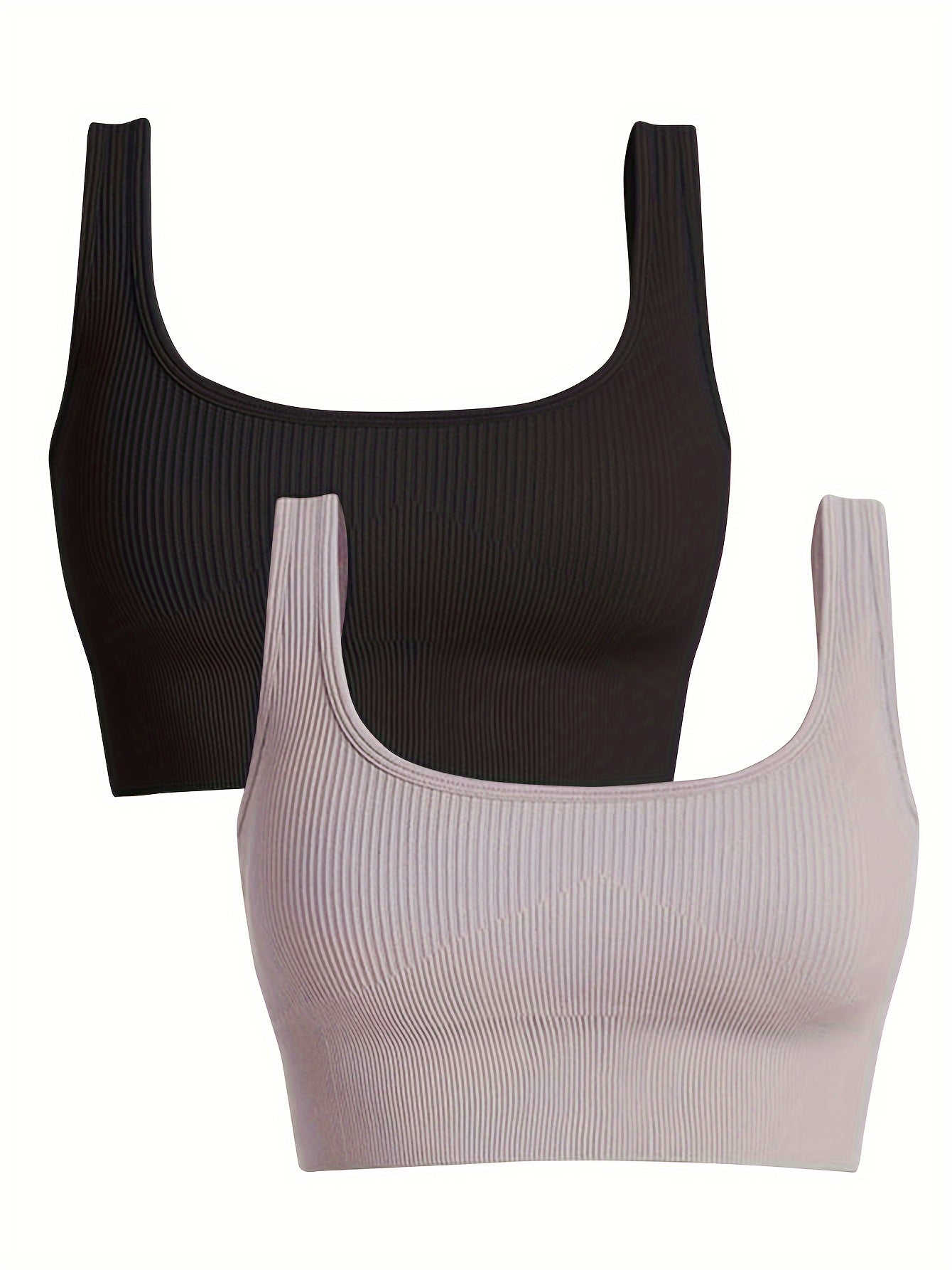 2 Pack Plus Size Sports Bra Set Seamless High Elastic Yoga Bra With Pads