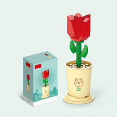 Flowers Assembled Building Block Toys Red Rose Model Hydrangea