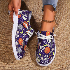 Halloween Pumpkin Print Slip On Sneakers Soft Comfortable Shoes