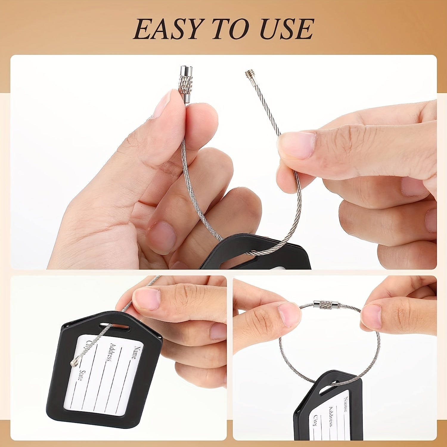 10 Green Luggage Tags with Keychain Attachment