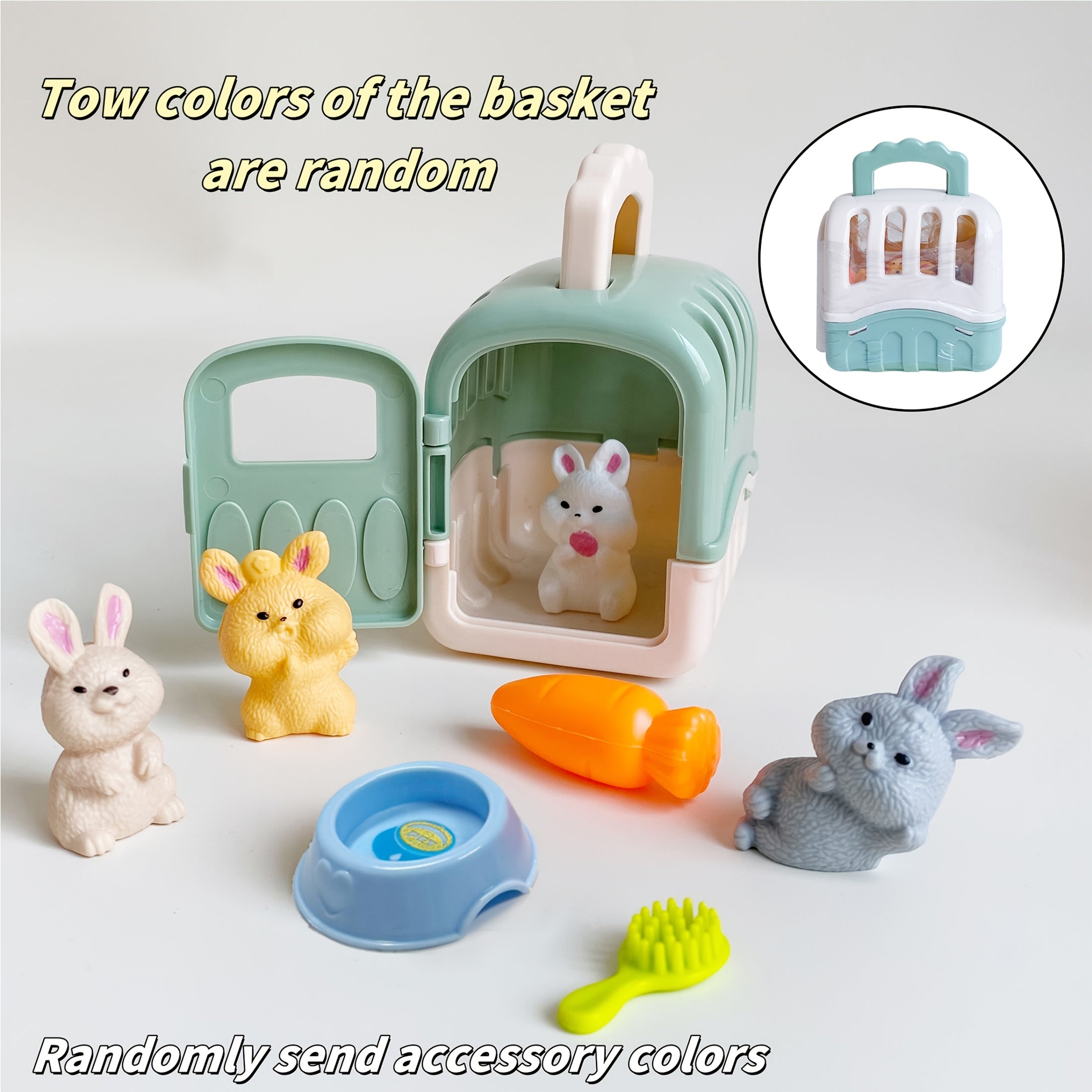House Rabbit Carry Basket Carrot Dog Bone Toy Set