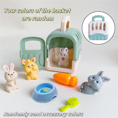 House Rabbit Carry Basket Carrot Dog Bone Toy Set