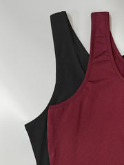 Solid Square Neck Tank Bodysuit