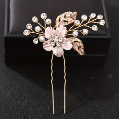 Faux Pearl Hair Jewelry Flower Hairpins Rose Golden Silvery Hair Clip Wedding