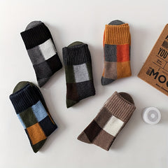 5 Pairs Ruffle Plaid Rabbit Wool Warm Socks
