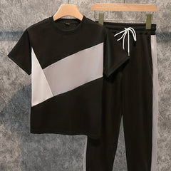 Boys Contrast 2pc Set T-shirt & Pants Casual Sports Clothes