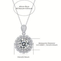 5ct Moissanite Necklace 925 Silver Women's Pendant Chain Jewelry Decor