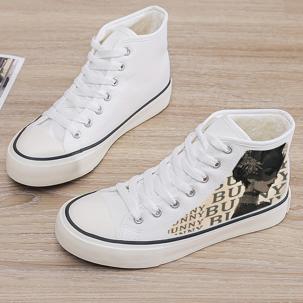 Anime Plush Lined Thermal Canvas Sneakers Non Slip Skate Shoes