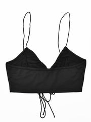 Y2K Spaghetti Cross Tie Up Top Deep V Neck