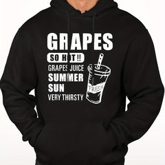 Grapes & Drinks Print Hoodie Men's Graphic Pullover Sweatshirt