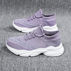Women's Mesh Knit Sneakers Low Top Lace Up Casual Shoes