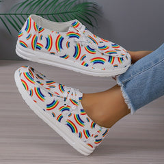 Women's Rainbow Canvas Loafers Lace Up Shoes