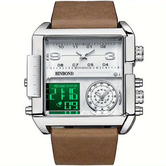 Men's Sports Dual Display Large Dial Quartz Watch
