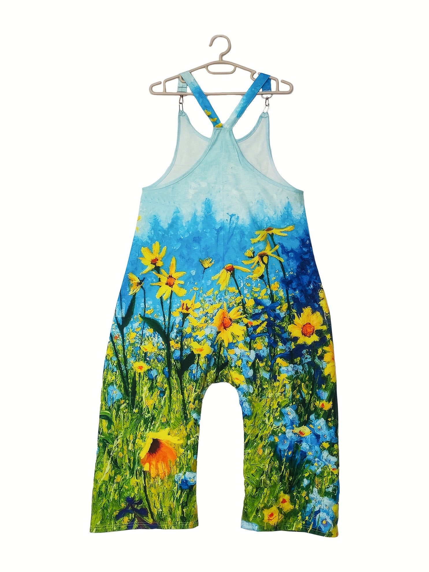 Floral Print Jumpsuit Wide Leg Overall Women's Clothing