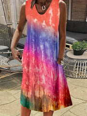 Casual Dress Women's Plus Random Print Round Neck Tank Dress