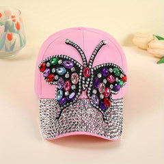 Rhinestone Butterfly Patch Baseball Cap Y2K Dad Sports Sun Hats