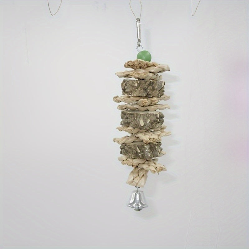 Natural Straw Bird Toys Cuttlebone Parrot Skewers for Calcium Supplement