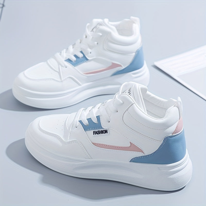 Women's Chunky High Top Sneakers Non Slip Lace Up Casual Shoes