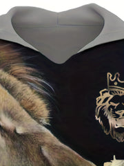 3D Print Lion Hoodie Comfy Loose Hooded Pullover Men's Clothing