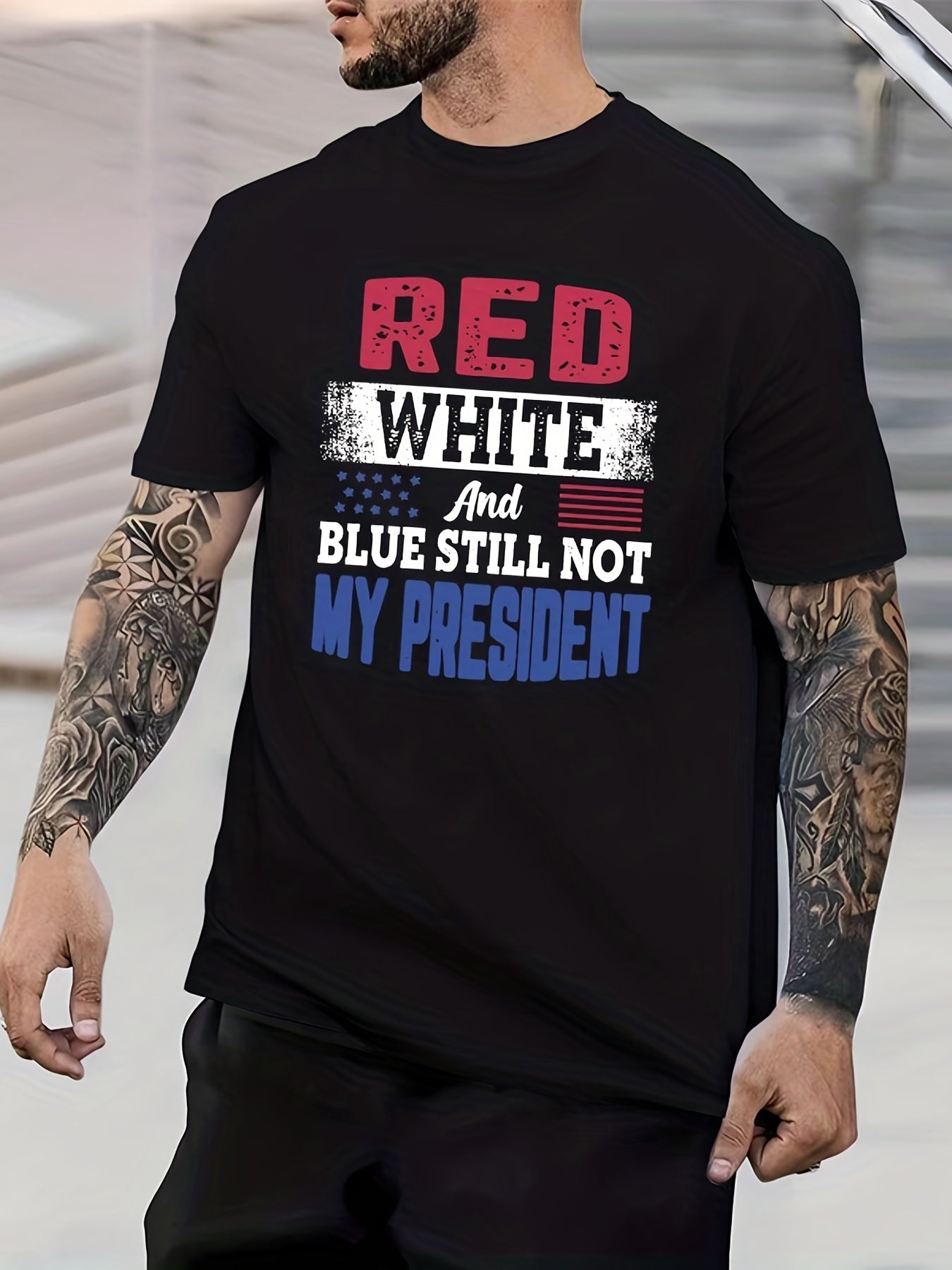 Retro Pattern Men's Graphic Crew Neck Tee for Summer