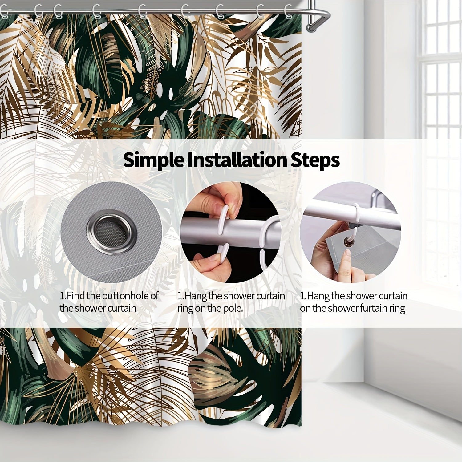 Tropical Leaves Plant Shower Curtain Fabric Shower Curtains For Bathroom